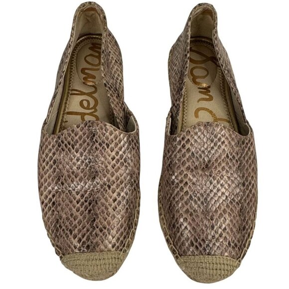 Sam Edelman 7M Kesia Leather Espadrille Loafer Snakeskin Pink Beige Slip On EUC - Picture 4 of 11